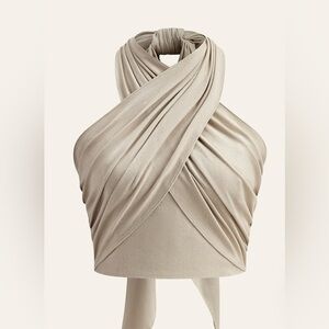 Commense Cotton & Linen Crisscross Halter Wrap Top